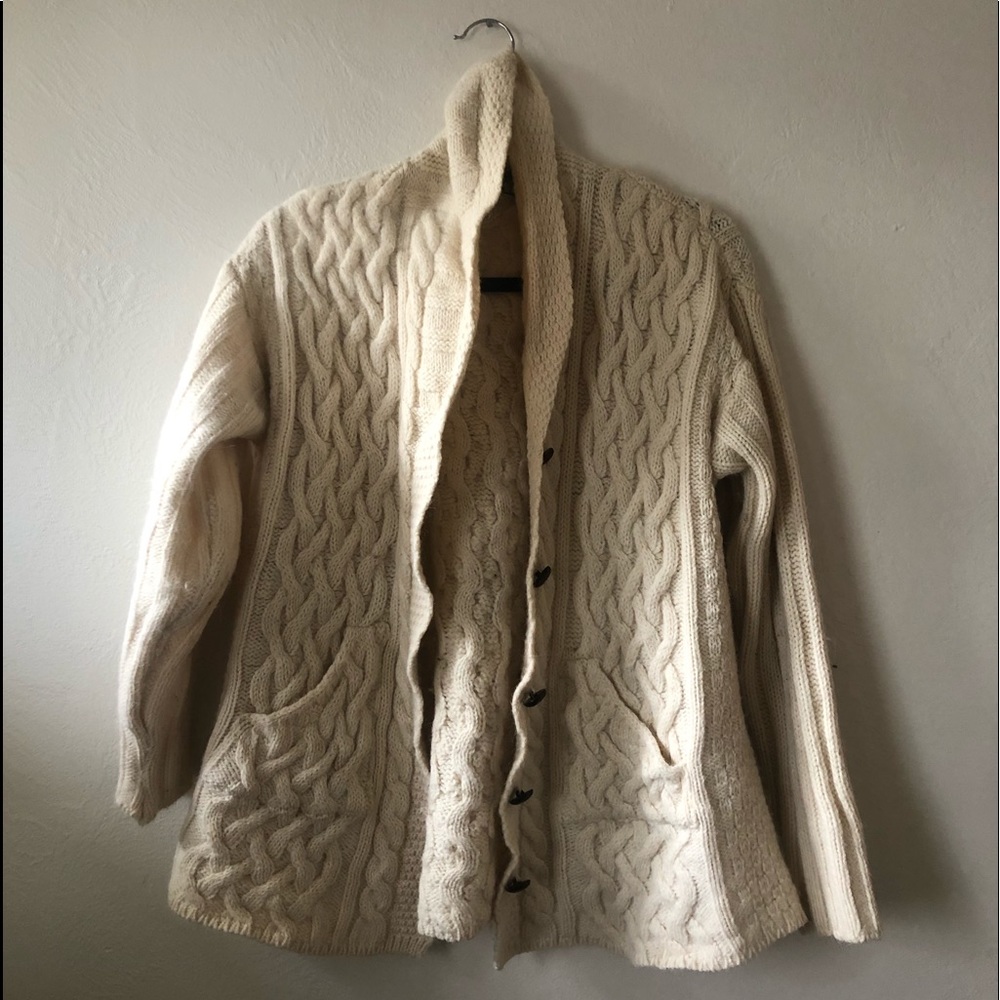 Wool Irish knit sweater cardigan size M